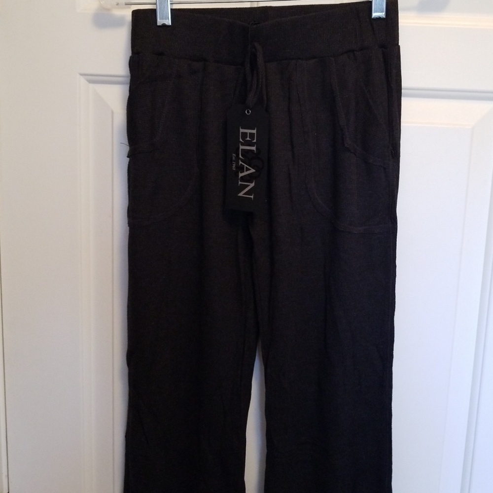 Elan Black Casual Pants with Drawstring Waist